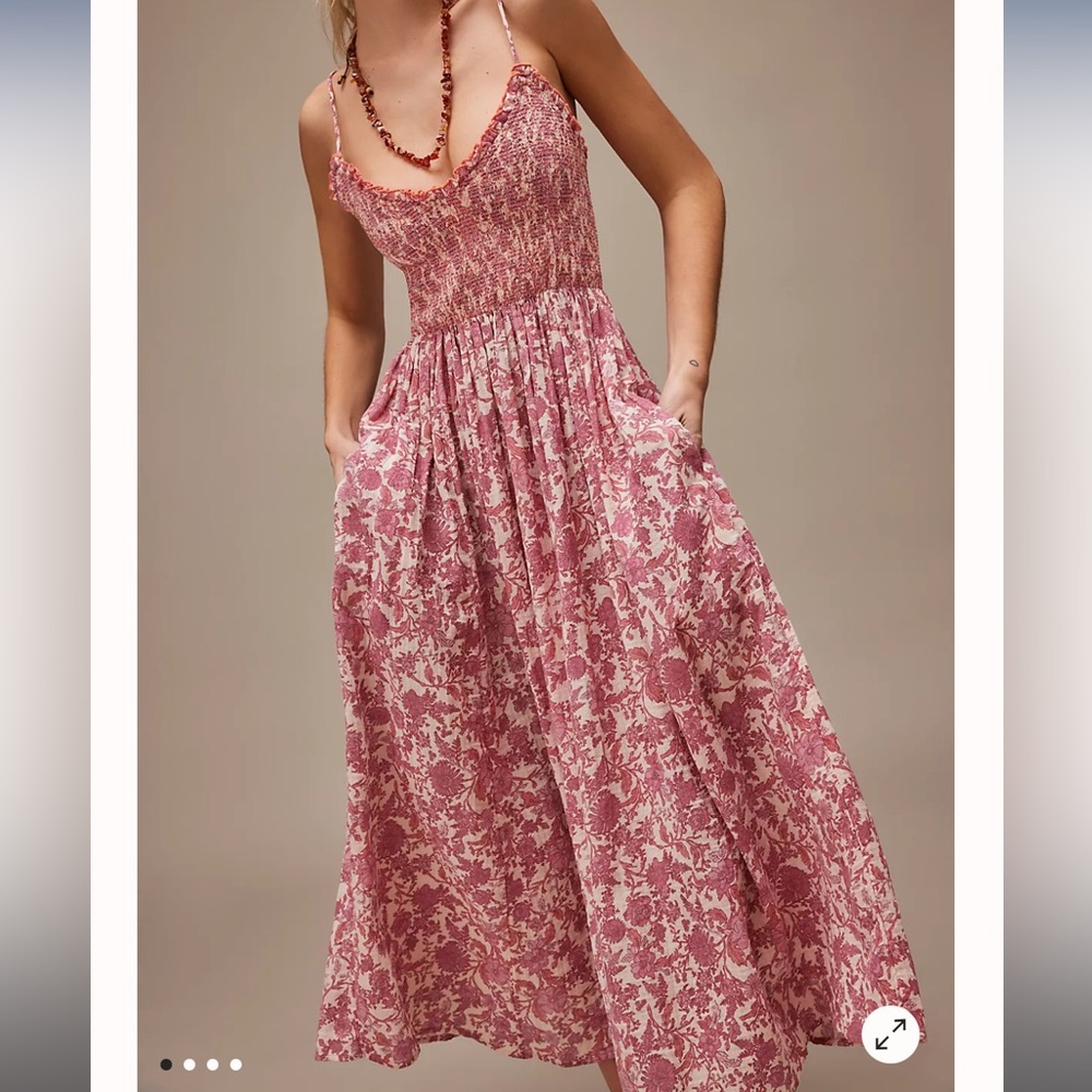 Free People Sweet Nothings Midi Dress - Pink Combo - Small